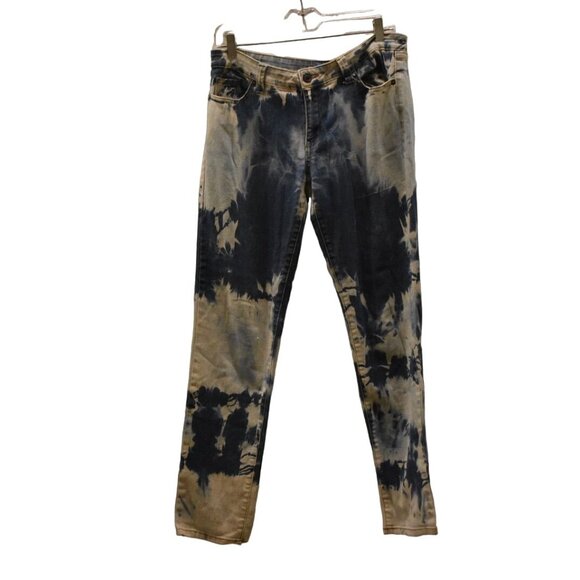 Women's Bongo Custom Bleach Dye Straight Leg Jeans 15 Junior - Picture 1 of 6